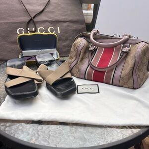 Authentic Vintage Gucci Canvas Criss Cross Sandals - Size 9B